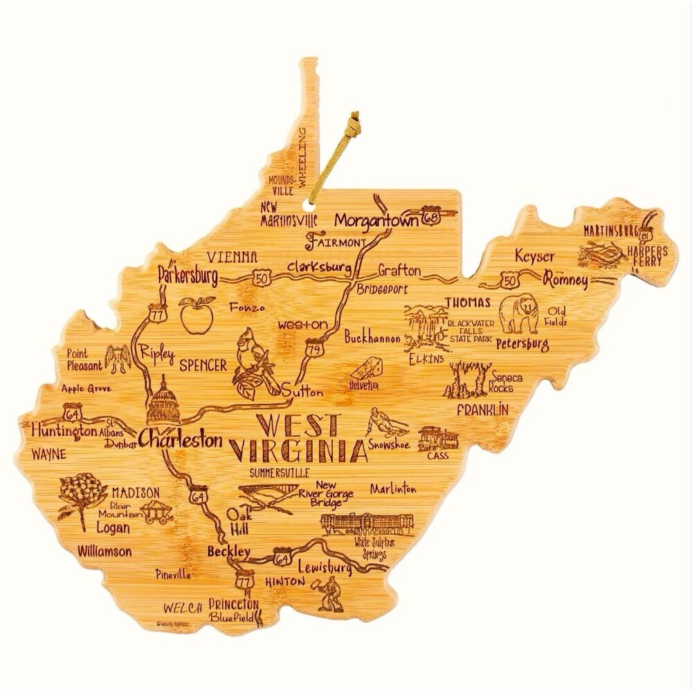 Totally Bamboo West Virginia Engraved Bamboo Cutting Board 13.5x11.75